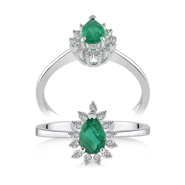 0,33 Karat Pırlanta Zümrüt Yüzük Ddiamond