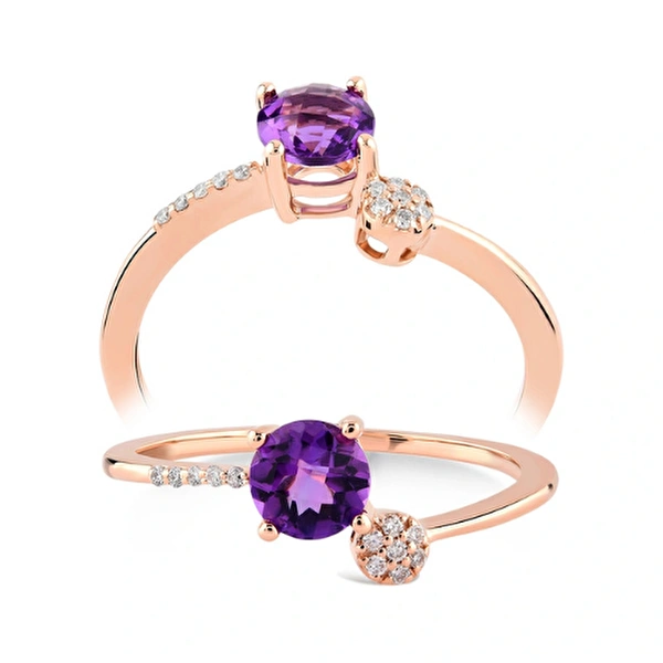 0.36 Karat Pırlanta Ametist Yüzük Ddiamond