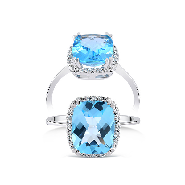 2,74 Karat Pırlanta Blue Topaz Yüzük Ddiamond