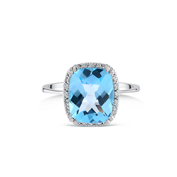 2,74 Karat Pırlanta Blue Topaz Yüzük