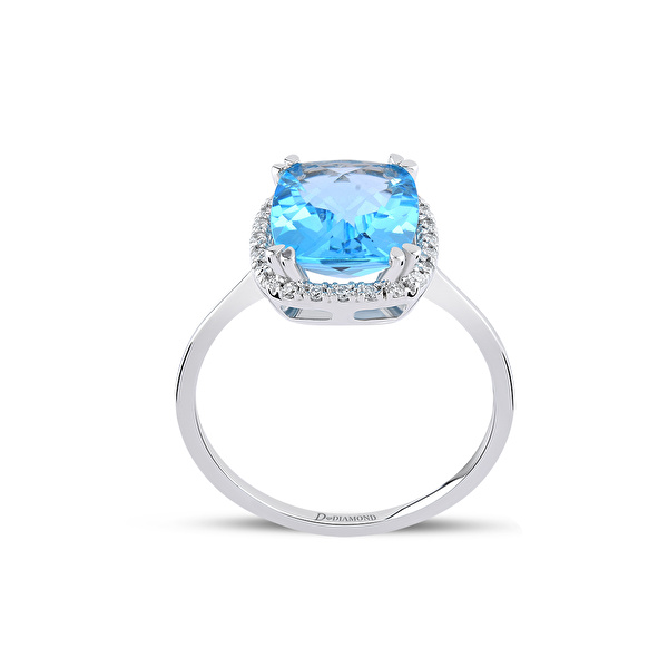 2,74 Karat Pırlanta Blue Topaz Yüzük