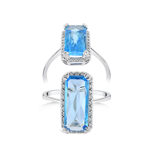 2,70 Karat Pırlanta Blue Topaz Yüzük Ddiamond
