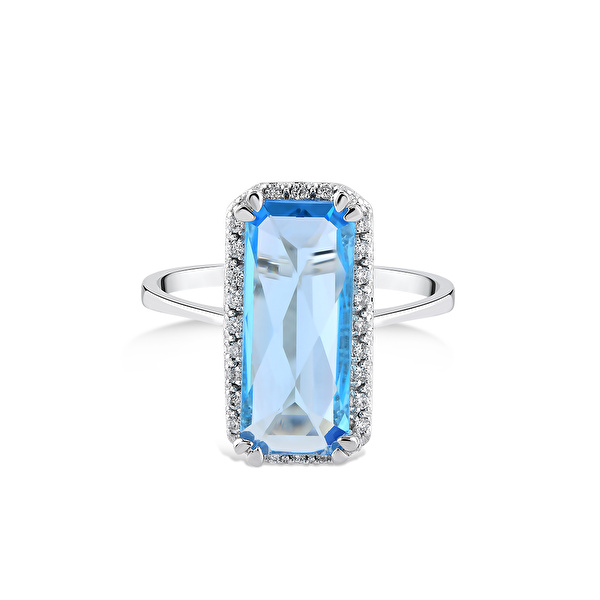 2,70 Karat Pırlanta Blue Topaz Yüzük