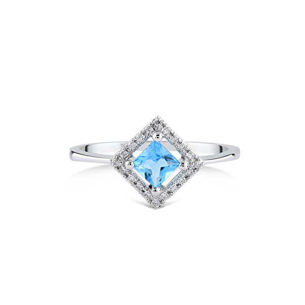 0,39 Karat Pırlanta Blue Topaz Yüzük