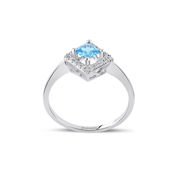 0,39 Karat Pırlanta Blue Topaz Yüzük