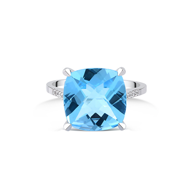 4,98 Karat Pırlanta Blue Topaz Yüzük