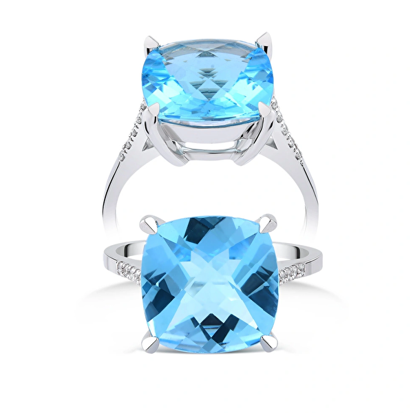 4,98 Karat Pırlanta Blue Topaz Yüzük Ddiamond