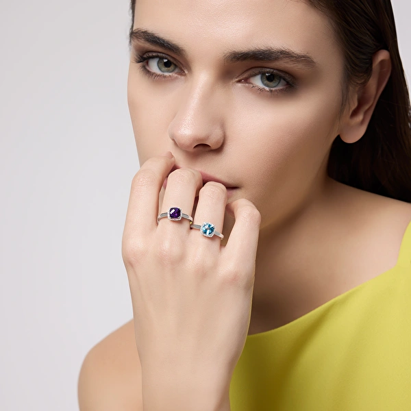0.97 Karat Pırlanta Ametist Yüzük Ddiamond