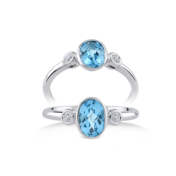 0,93 Karat Pırlanta Blue Topaz Yüzük