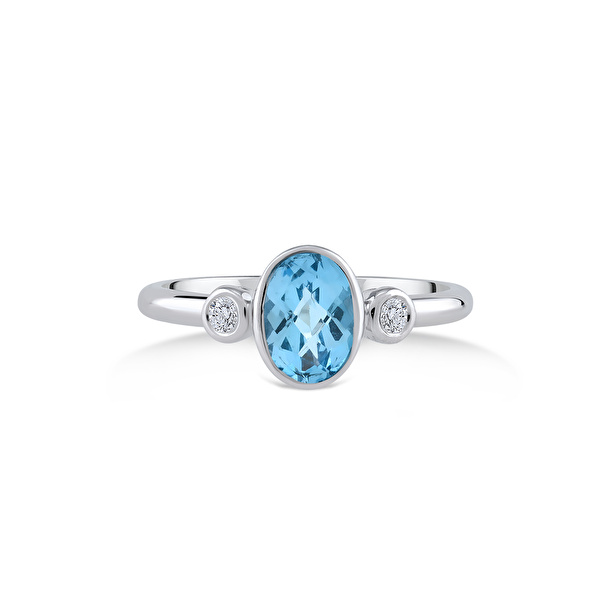 0,93 Karat Pırlanta Blue Topaz Yüzük