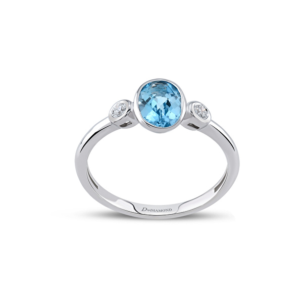 0,93 Karat Pırlanta Blue Topaz Yüzük