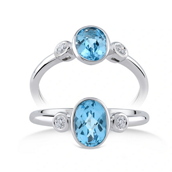 0,93 Karat Pırlanta Blue Topaz Yüzük Ddiamond