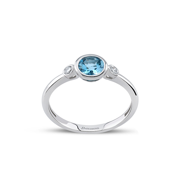 0,55 Karat Pırlanta Blue Topaz Yüzük