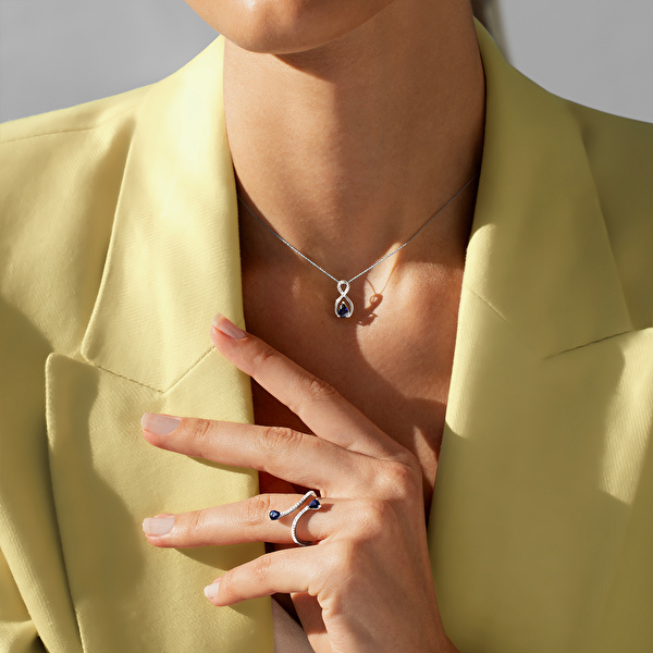 1,00 Karat Pırlanta Safir Yüzük Ddiamond