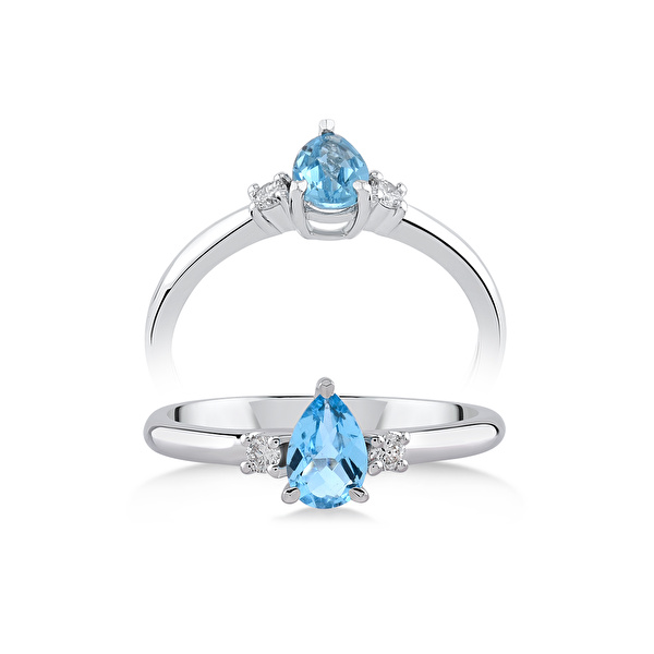 0,46 Karat Pırlanta Blue Topaz Yüzük