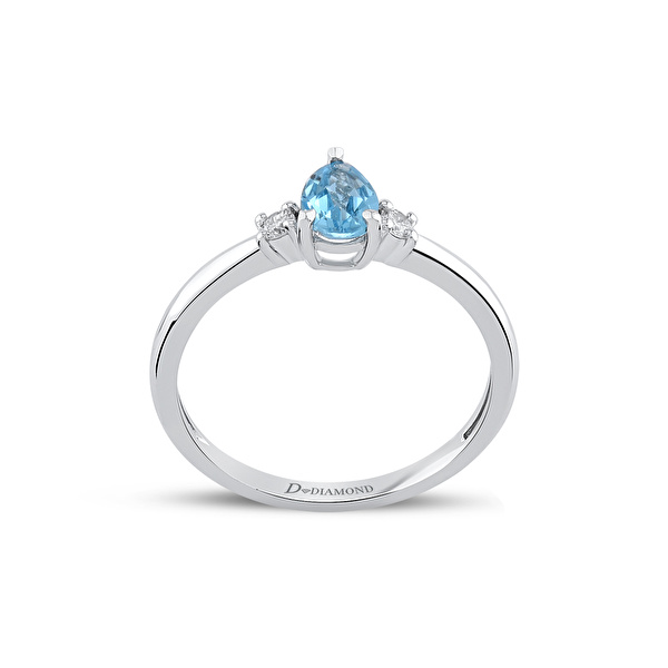 0,46 Karat Pırlanta Blue Topaz Yüzük