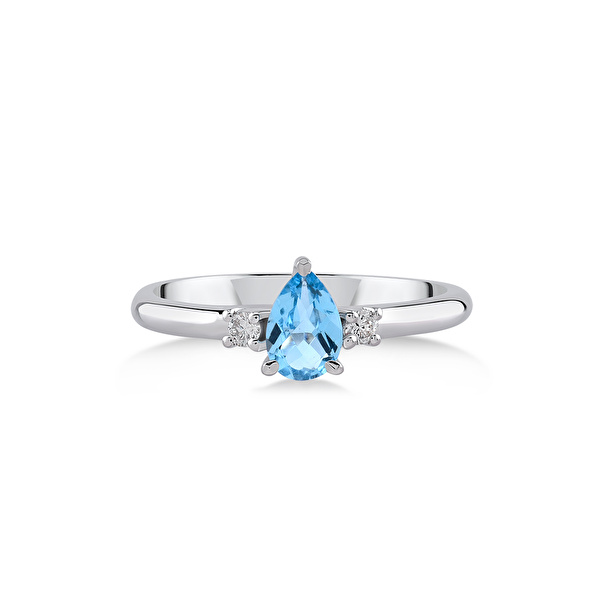 0,46 Karat Pırlanta Blue Topaz Yüzük