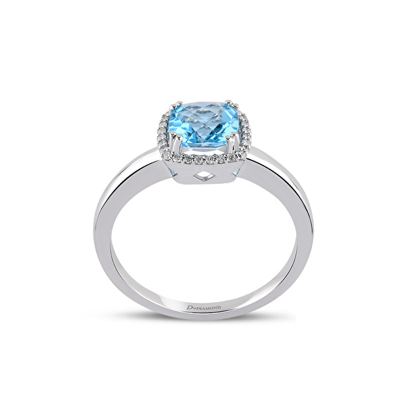 0,97 Karat Pırlanta Blue Topaz Yüzük