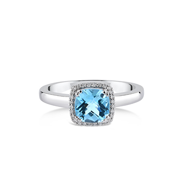 0,97 Karat Pırlanta Blue Topaz Yüzük