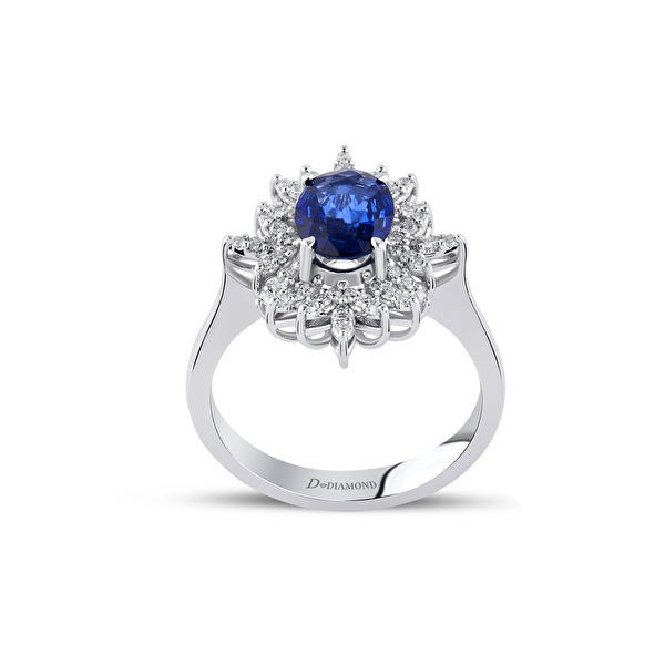 1,34 Karat Pırlanta Safir Yüzük