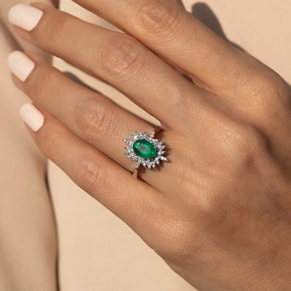 1,48 Karat Pırlanta Zümrüt Yüzük Ddiamond