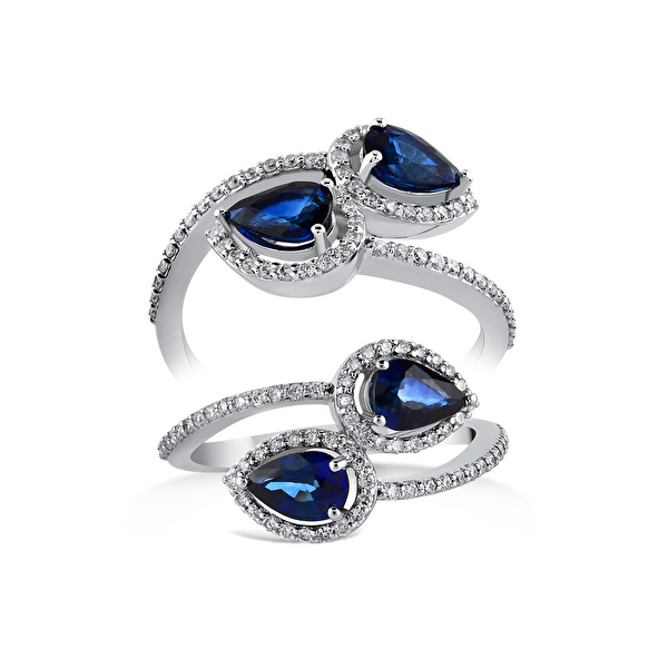 1,24 Karat Pırlanta Safir Yüzük