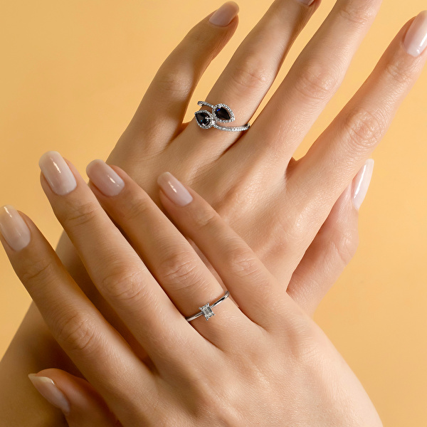 1,24 Karat Pırlanta Safir Yüzük Ddiamond