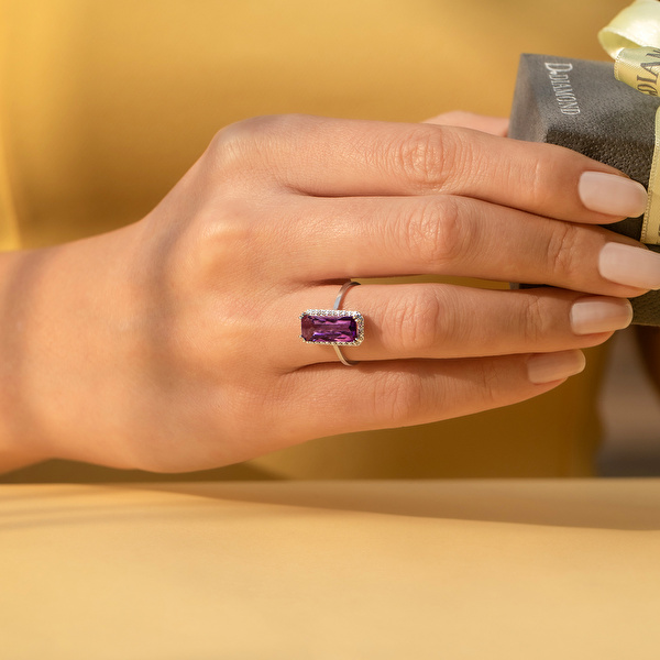 2.91 Karat Pırlanta Ametist Yüzük Ddiamond