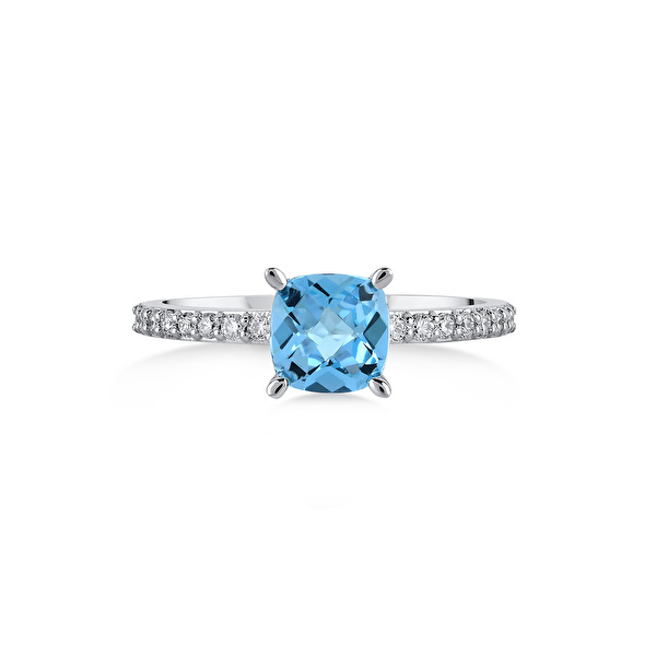 1,08 Karat Pırlanta Blue Topaz Yüzük