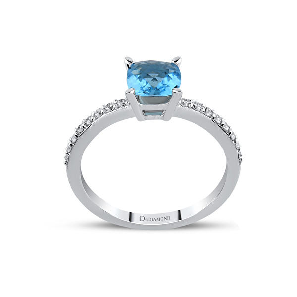 1,08 Karat Pırlanta Blue Topaz Yüzük