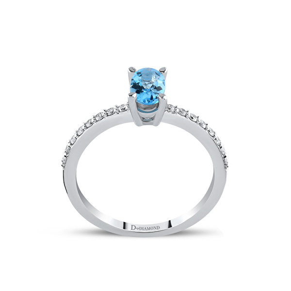 0,65 Karat Pırlanta Blue Topaz Yüzük