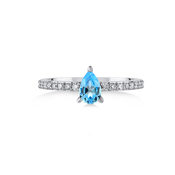 0,60 Karat Pırlanta Blue Topaz Yüzük