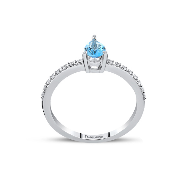 0,60 Karat Pırlanta Blue Topaz Yüzük