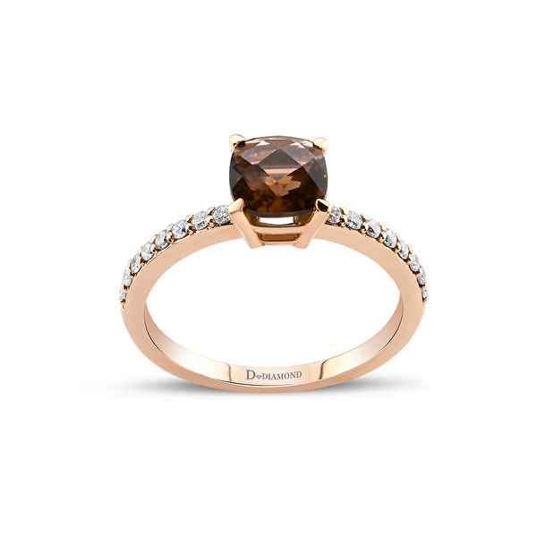 0,99 Karat Pırlanta Smoky Topaz Yüzük