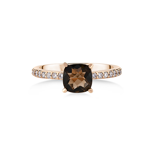 0,99 Karat Pırlanta Smoky Topaz Yüzük