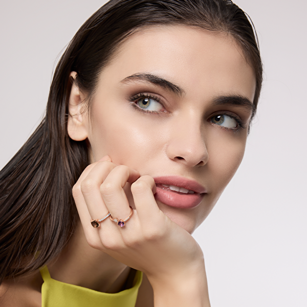 0,99 Karat Pırlanta Smoky Topaz Yüzük Ddiamond
