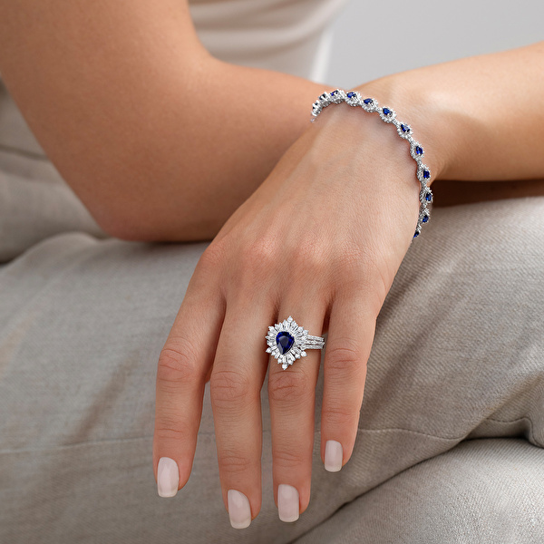 2,67 Karat Pırlanta Safir Yüzük Ddiamond
