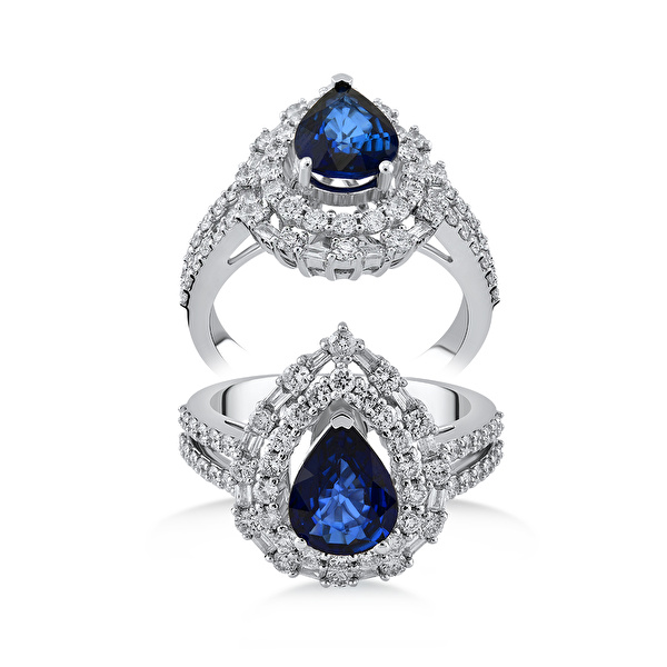 2,24 Karat Pırlanta Safir Yüzük Ddiamond