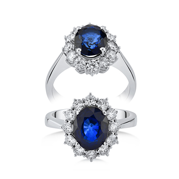 2,11 Karat Pırlanta Safir Yüzük Ddiamond
