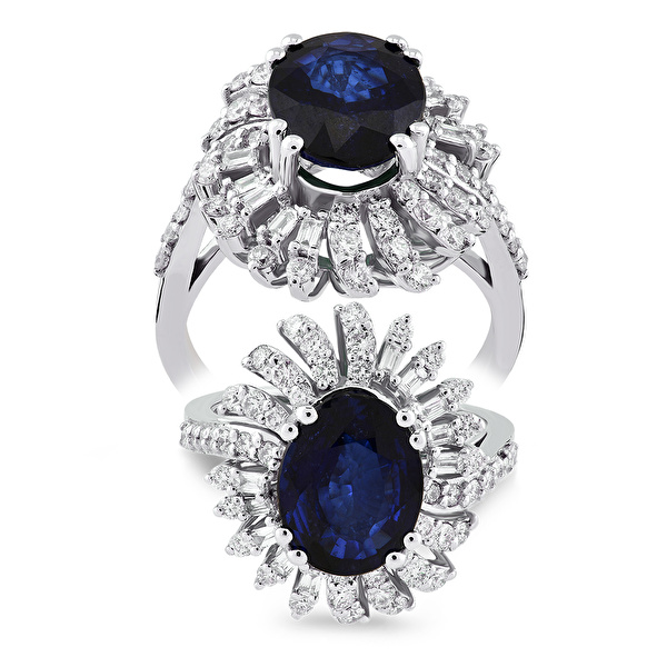 3,45 Karat Pırlanta Safir Yüzük Ddiamond