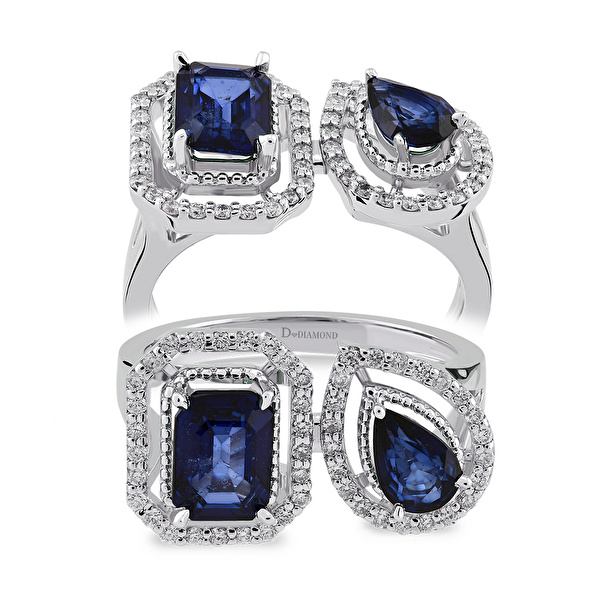 1,70 Karat Pırlanta Safir Yüzük Ddiamond
