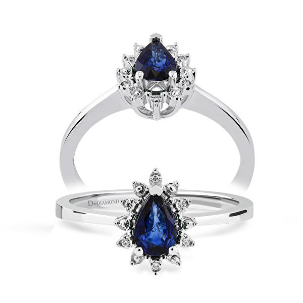 0,40 Karat Pırlanta Safir Yüzük Ddiamond