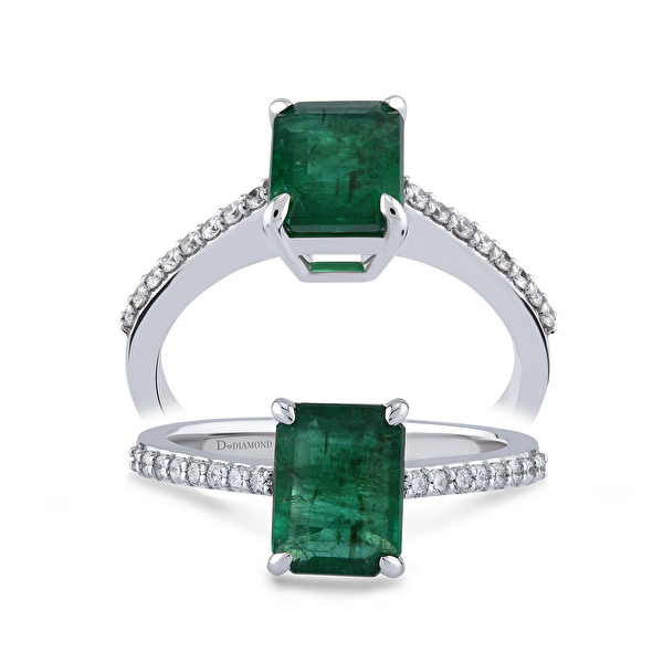 1,15 Karat Pırlanta Zümrüt Yüzük Ddiamond