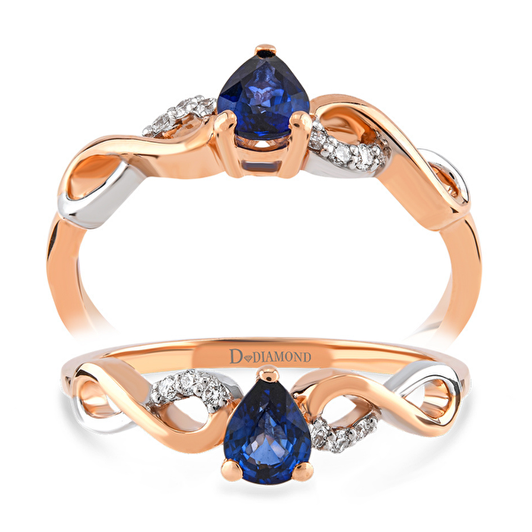 0,40 Karat Pırlanta Safir Yüzük Ddiamond