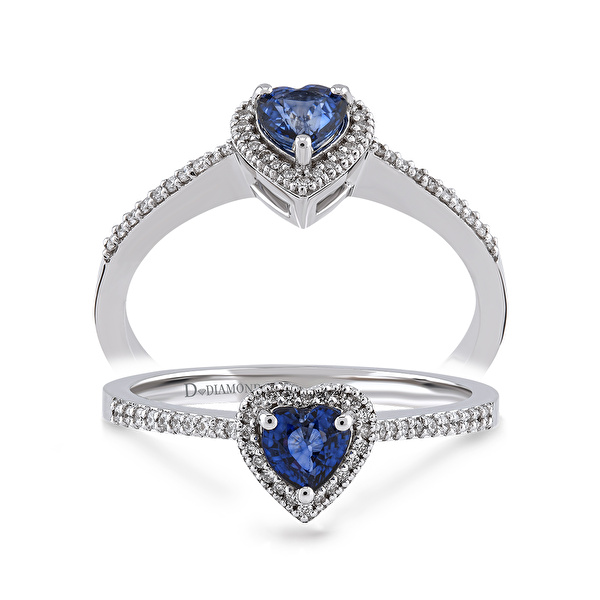 0,40 Karat Pırlanta Safir Yüzük Ddiamond