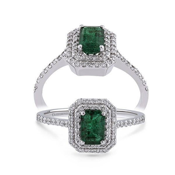 0,75 Karat Pırlanta Zümrüt Yüzük Ddiamond