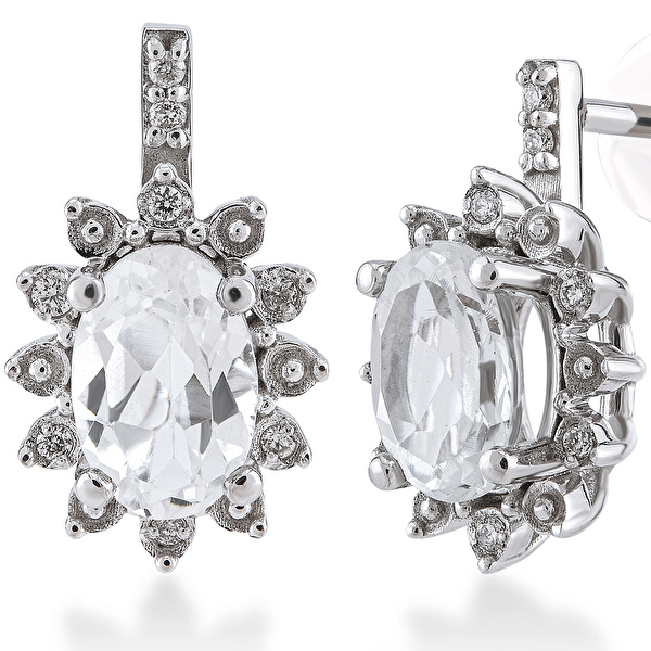 1,30 Karat Pırlanta Topaz Küpe Ddiamond