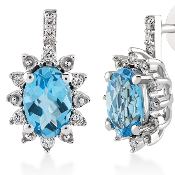 1,08 Karat Pırlanta Topaz Küpe