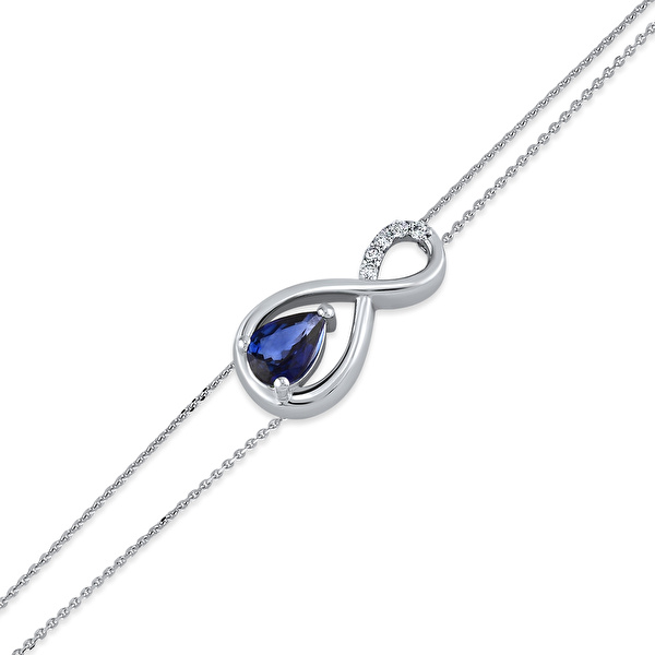 0,33 Karat Pırlanta Safir Bileklik Ddiamond