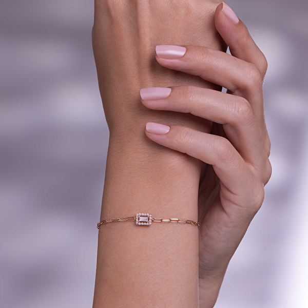 0,36 Karat Pırlanta Baget Tasarım Bileklik Ddiamond